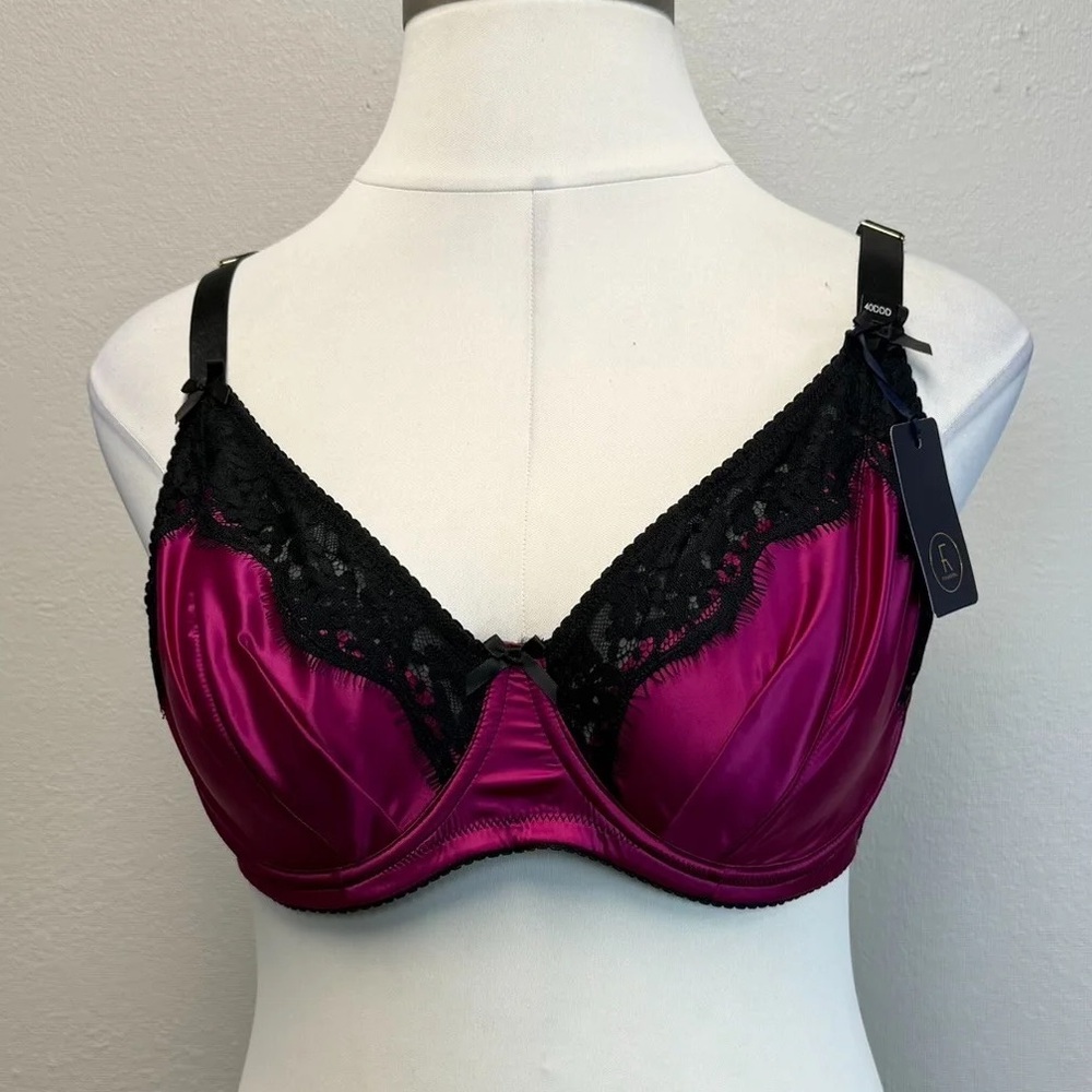 Fox & Royal Magenta & Black Bella Demi Bra - New - Size 40DDD